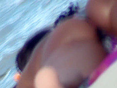 Nice curves peeped in beach cabin