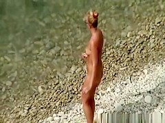 Nudist woman refresh in the water