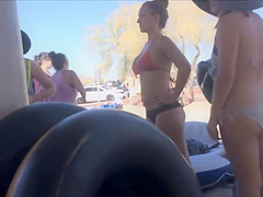 Close to sexy girls by the river