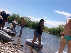 Close to sexy girls by the river