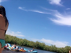 Close to sexy girls by the river