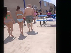 Gorgeous girl in a loose bikini