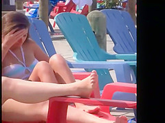 Gorgeous girl in a loose bikini