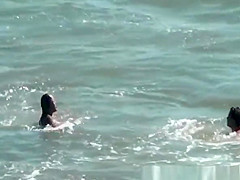 Nudist women in the water