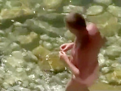 Amazing cameltoe in white bikini