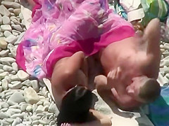 Amazing cameltoe in white bikini