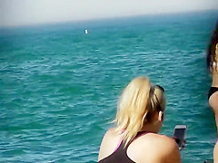Hot teen girl having fun on the beach