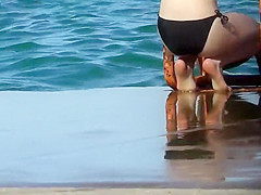 Hot teen girl having fun on the beach
