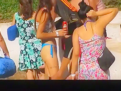 Teen in blue bikini bottom sexy butt