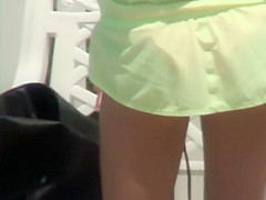 Voyeur spies a girl by the swimming pool