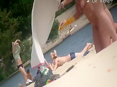 Day at nudist river beach