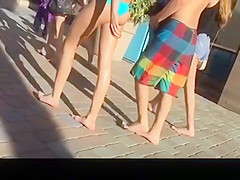 Hot sexy ass girl in blue bikini