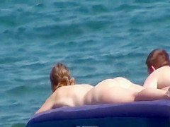 Chubby big tits woman in the water