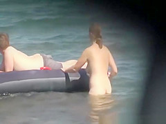 Chubby big tits woman in the water