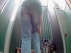 Huge natural tits woman spied