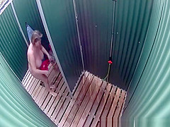 Huge natural tits woman spied