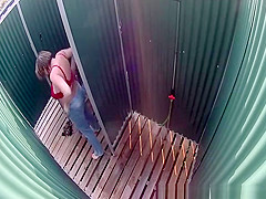 Huge natural tits woman spied