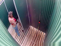 Huge natural tits woman spied