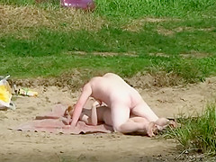Naked blonde was enjoying a swim