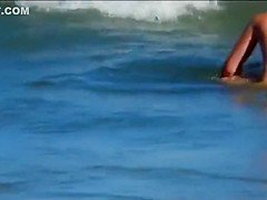 Hot body of an older woman in the water