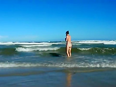 Hot body of an older woman in the water