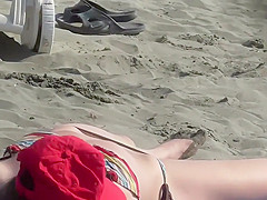 Applying lotion and playing with pussy