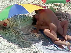Nudist caresses his wife