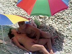 Nudist caresses his wife