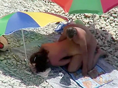 Nudist caresses his wife