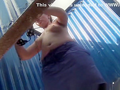 Girl in a beach cabine