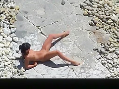 Tight body small tits chick sunbathing