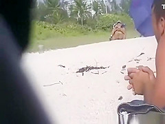 Hot nudist woman at beach