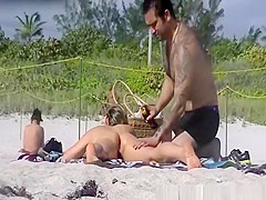 Hot nudist woman at beach