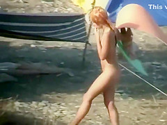 Spying a nude girl with an itchy ass