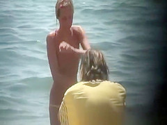 Tiny tits topless women at beach