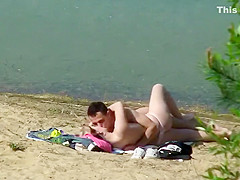 Sexy gentle dick riding on a beach