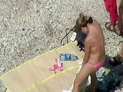 Voyeur notices they fuck in the water