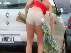 Windy weather chased away a hot girl