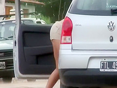 Windy weather chased away a hot girl