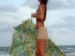 Windy weather chased away a hot girl