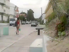 Windy weather chased away a hot girl