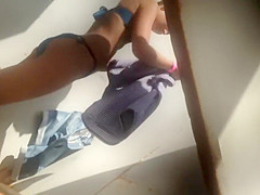 Amazing tan lines around young pussy
