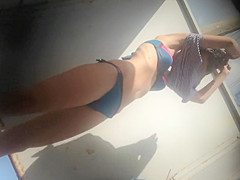 Amazing tan lines around young pussy