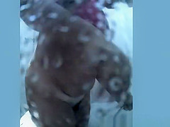 Chubby woman with hairy pussy spied