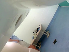 Mature woman enter pool cabin