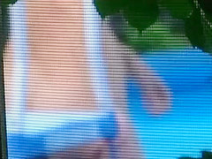 Naked girl creeped in an inflatable pool