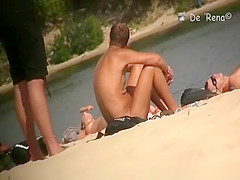 Voyeur at nudist beach films nude men and woman