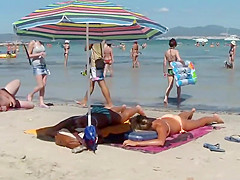 Hot tanned blonde gets a massage