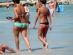 Hot tanned blonde gets a massage