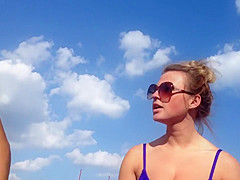 Hot naked milf on a beach